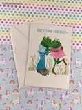 Vintage Froggy Happy Anniversary Couple Hallmark Greeting Card Clean & Unused