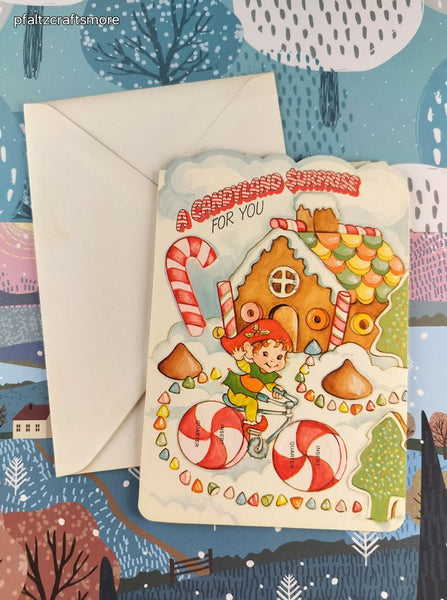 Vintage Christmas Greeting Card Candyland Surprise w/Quarter Slots Clean & Unused