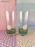 Vintage 1990's Libbey Glass Tumblers 19th Hole Golf Balls Tees Set/2