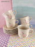 Vintage Pfaltzgraff "Tea Rose" Tea Cups w/Saucers Set/5, Nice Clean