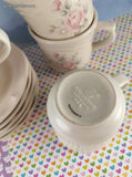 Vintage Pfaltzgraff "Tea Rose" Tea Cups w/Saucers Set/5, Nice Clean