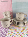 Vintage Pfaltzgraff "Heirloom" Tea Cups w/Saucers Set/4, Nice Clean