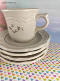 Vintage Pfaltzgraff "Heirloom" Tea Cups w/Saucers Set/4, Nice Clean