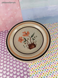 Vintage 1970's Countryside Stoneware Collection JAPAN Orange Floral Bread Plate 6.75"