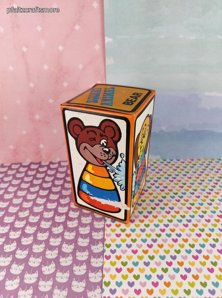 Vintage Squirt Animal - Bear - Retro Made in Hong Kong Plastic Toy New in Open Box