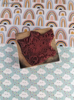 Vintage Garden Floral Basket w/Birds Wooden Block/Rubber Stamp