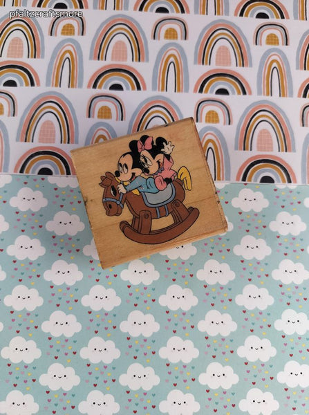 Vintage Disney Babies Mickey Mouse Rubber Stampede Rocking Horse Babies 333-E Block/Rubber Stamp