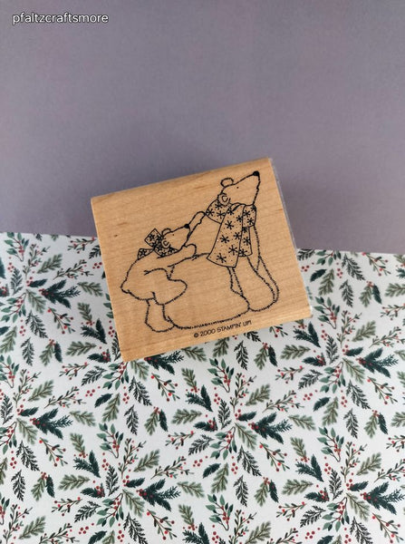 Vintage Inky Antics P1-1382-4K Clip-Art Style Cat & Dog Christmas Wreath Block/Rubber Stamp (Copy)