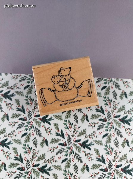 Vintage 2000 Stampin' Up Wintry Snowy Polar Bear Rubber Stamp Block