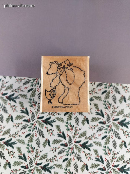 Vintage 2000 Stampin' Up Wintry Snowy Polar Bear Rubber Stamp Block