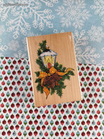 Vintage 1996 Stampendous! Christmas Wintry Snowy Lamp Block/Rubber Stamp