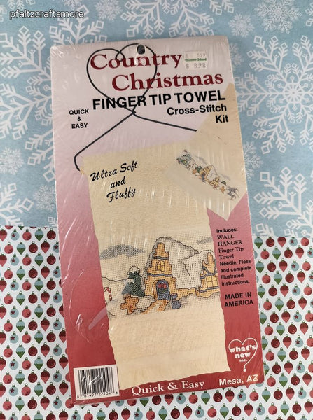 Vintage Country Christmas Finger Tip Towel Cross-Stitch Kit Snowy House NEW SEALED