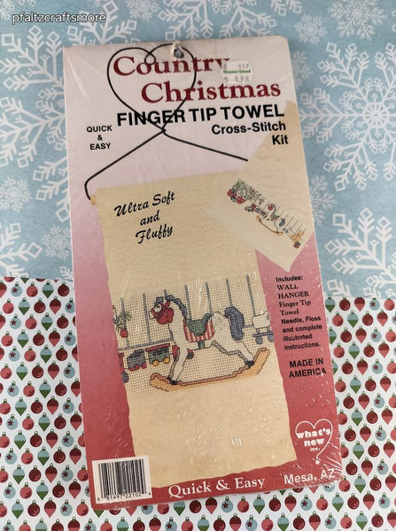 Vintage Country Christmas Finger Tip Towel Cross-Stitch Kit Rocking Horse NEW SEALED