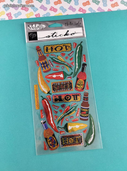 Vintage Sticko Stickers, "Hot Spicy Peppers", 1 Sheet New & Sealed