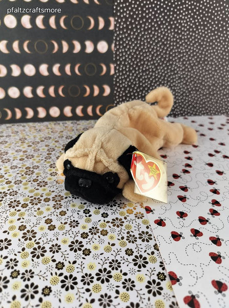 Vintage TY Beanie Baby - Pugsley, Dog - May 2, 1996 LIKE NEW