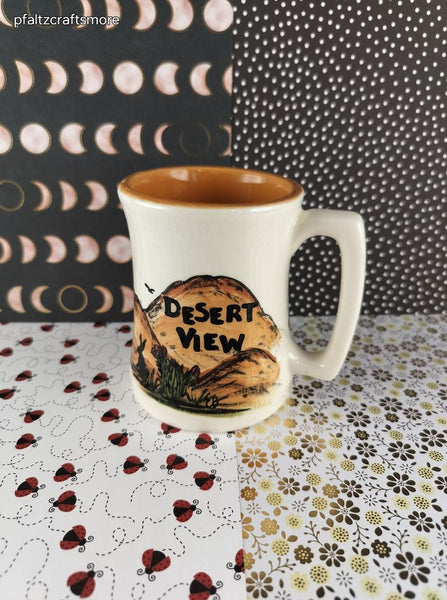 Vintage 1983 Calico Handmade-Style Desert View Ceramic Mug, Like New