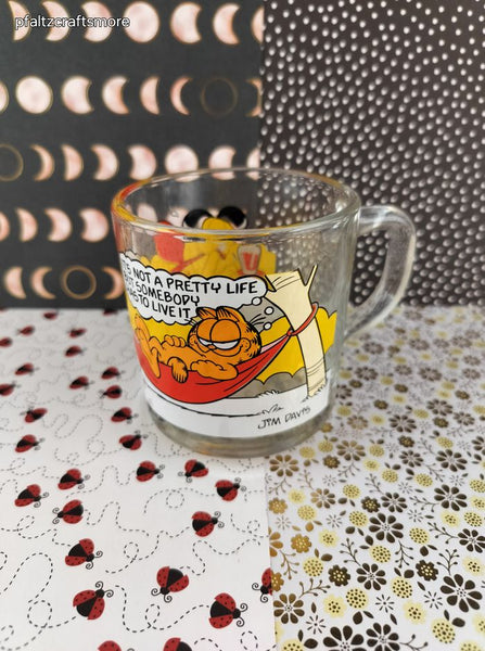 Vintage 1978 McDonald's Garfield & Friends Clear Glass Mug, Excellent Condition