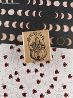 Vintage 2003 Stampin' Up Halloween Pumpkin & Witchy Kitty Cat Rubber Stamp Block