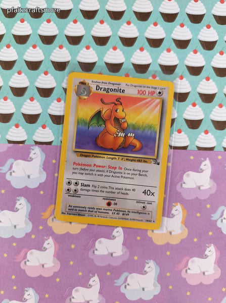 Vintage Rare - Dragonite Fossil Non-Holo Pokemon Card 19/62 - LP