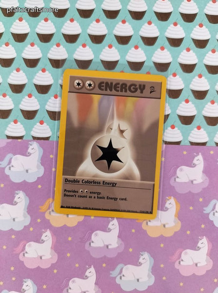 Vintage Uncommon - Double Colorless Energy Base Set 2 Non-Holo Pokemon Card 124/130 - VG