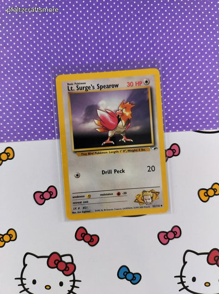 Vintage Uncommon - Lt. Surge's Spearow Gym Heroes Non-Holo Pokemon Card 52/132 - LP