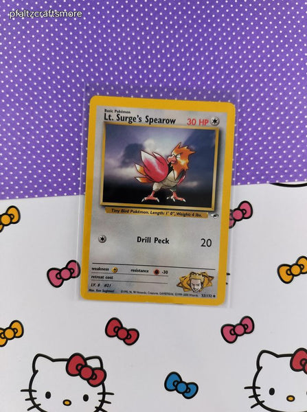 Vintage Uncommon - Lt. Surge's Spearow Gym Heroes Non-Holo Pokemon Card 52/132 - VG