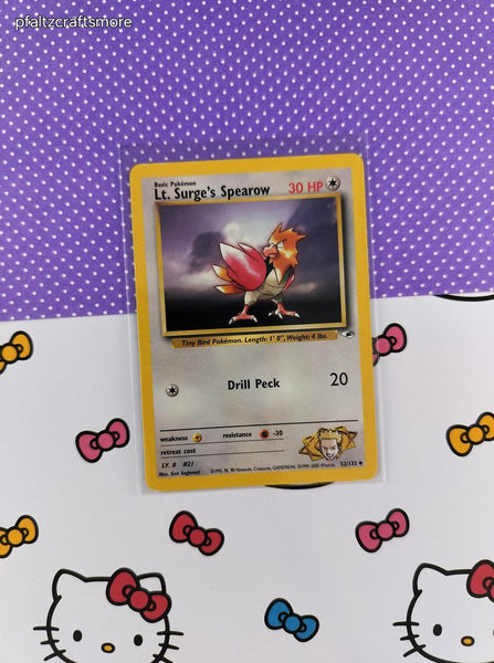 Vintage Uncommon - Lt. Surge's Spearow Gym Heroes Non-Holo Pokemon Card 52/132 - VG (B)