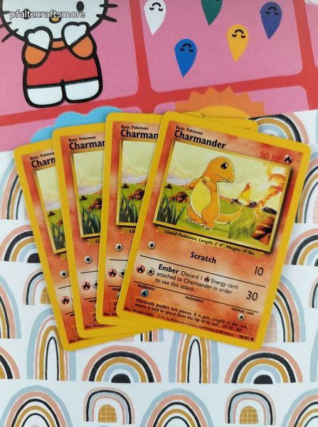 Vintage Common - Set/4 Charmander Base Set Non-Holo Pokemon Cards 46/102 - LP
