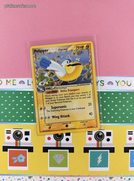Vintage Rare - Pelipper EX Crystal Guardians Non-Holo Pokemon Card 26/100 - VG