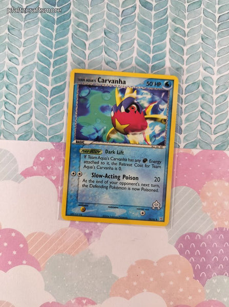Vintage Uncommon - Team Aqua's Carvanha ex Magma vs Aqua Non-Holo Pokemon Card 25/95 - NM