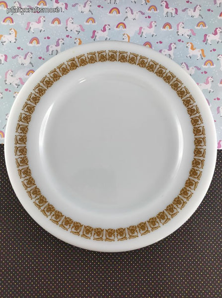Vintage Pyrex Tableware Tiburon Brown Milk Glass 9.25" Dinner Plates Set/2