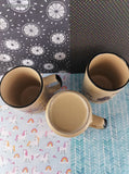 Vintage Otagiri JAPAN Brown & Tan Spring Blossom Birds Ceramic Mugs Set/3, Like New