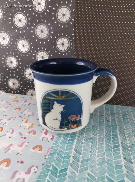 Vintage Otagiri JAPAN Kitty Cat in Window Ceramic Mug, Like New