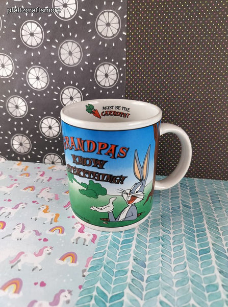 Vintage School Designs Bugs Bunny Looney Tunes Grandpa Knows Best Ceramic Mug, Like New