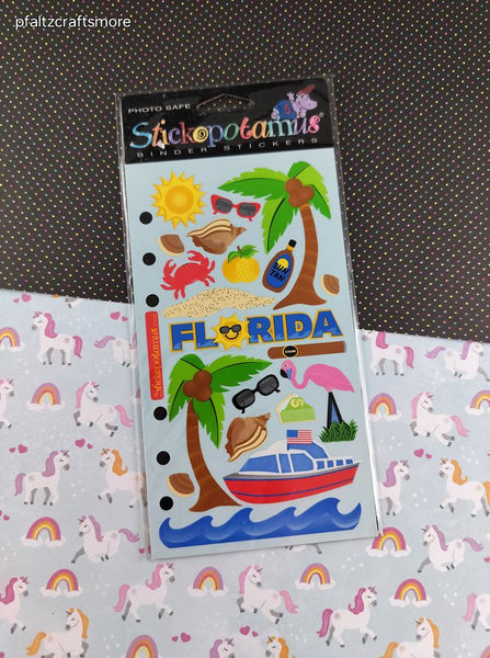 Vintage Stickopotamus Stickers, "Florida Sunshine", 1 Sheet New & Sealed