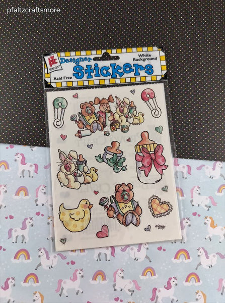 Vintage Provo Craft Baby Shower Designer Stickers Sealed Pack/2 Sheets