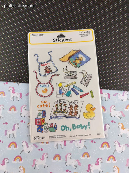 Vintage Little Suzy's Zoo Oh, Baby! Baby Shower #90017 Sealed Pack/4 Sheets