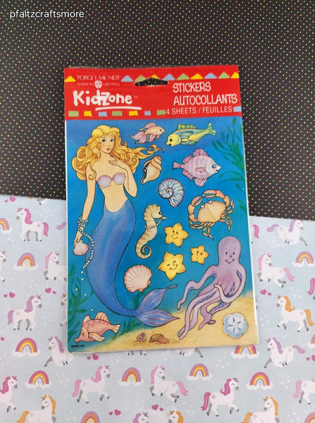 Vintage Forget Me Not Amercian Greetings Stickers, Mermaid Under the Sea, 4 Full Sheets