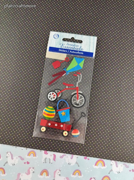 Sandylion Essentials Outdoor Playtime SHINY Metallic 3-Dimensional Sticker Pack, New/Sealed