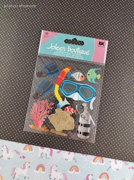 Jolee's Boutique Summer Snorkeling 3-Dimensional Sticker Pack, New/Sealed
