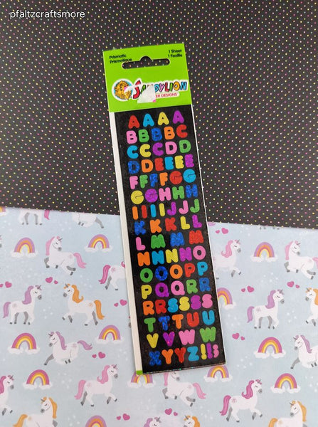 Vintage Sandylion Stickers, Prismatic SHINY Rainbow Letters, 1 Sheet New & Sealed