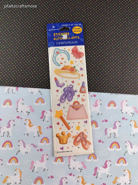 Vintage Hallmark Girly Girl Ballerina Princess Stickers 3 Sheet New & Sealed