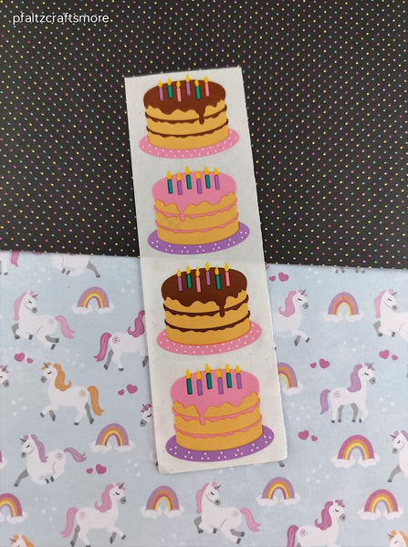 Vintage 1988 Mrs. Grossman's Colorful Birthday Cakes Full Sticker Sheet, Unused