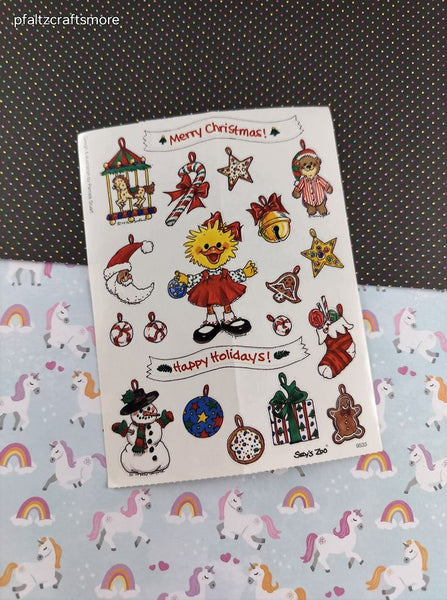 Vintage Suzy's Zoo Various Characters Merry Christmas #9533 Full Sticker Sheet