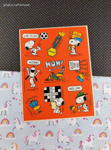 Vintage 1990's Hallmark Peanuts Snoopy Rewards Full Sticker Sheet