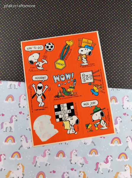 Vintage 1990's Hallmark Peanuts Snoopy Rewards Partial Sticker Sheet