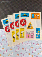 Vintage 1990's Hallmark Peanuts Snoopy Post Office Themed Partial Sticker Sheets Set/4