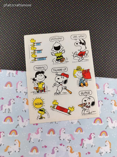Vintage 1990's Hallmark Peanuts Snoopy Rewards Full Sticker Sheet