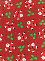 Vintage Christmas Santa Stars Red Fabric Remnant, 28" x 23" W, CLEAN