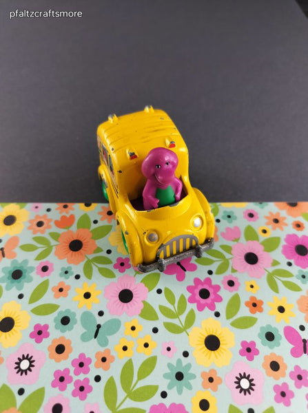 Vintage 1993 Lyons Group Barney the Dinosaur Toy School Bus Figure Miniature Toy